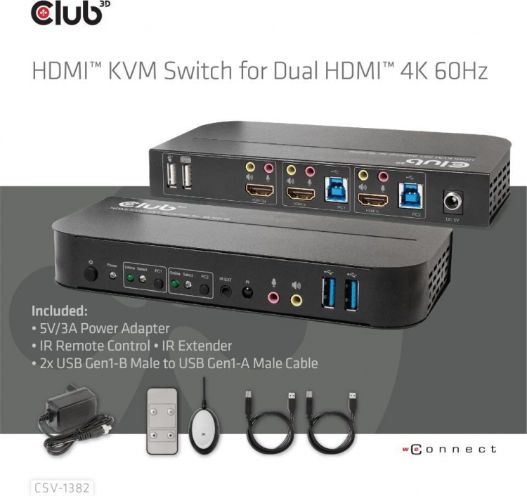 Club 3D HDMI KVM Switch For Dual HDMI Switch Club 3D HDMI KVM Switch For Dual HDMI Switch
