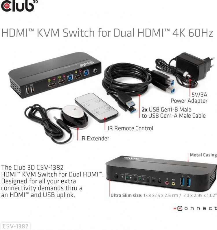 Club 3D HDMI KVM Switch For Dual HDMI Switch Club 3D HDMI KVM Switch For Dual HDMI Switch