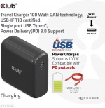Club 3D CAC-1908EU Travel Charger 100 W GaN USB-C power supply Club 3D CAC-1908EU Travel Charger 100 W GaN USB-C power supply