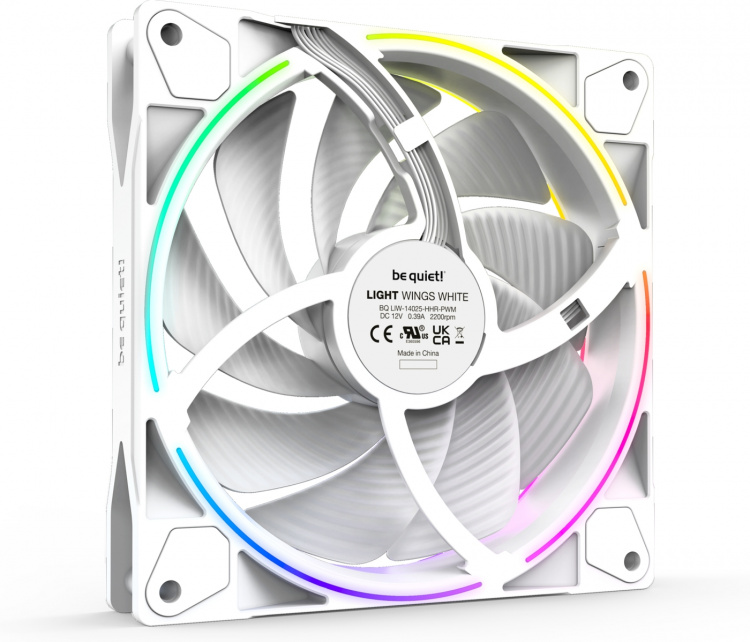 Be Quiet! Light Wings PWM high-speed fan pack, 140 mm, 3-pack, white Be Quiet! Light Wings PWM high-speed fan pack, 140 mm, 3-pack, white