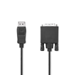 Nedis DisplayPort Cable | DisplayPort Male | DVI-D 24+1-Pin Male | 1080p | Nickel Plated | 2.00 m | Round | PVC | Black | Label Nedis DisplayPort Cable | DisplayPort Male | DVI-D 24+1-Pin Male | 1080p | Nickel Plated | 2.00 m | Round | PVC | Black | Label
