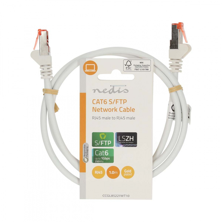 Nedis CAT6 Cable | RJ45 Male | RJ45 Male | S/FTP | 1.00 m | Round | LSZH | White | Label Nedis CAT6 Cable | RJ45 Male | RJ45 Male | S/FTP | 1.00 m | Round | LSZH | White | Label