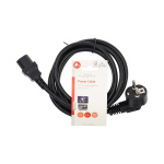 Nedis Power Cable | Plug with earth contact male | IEC-320-C13 | Angled | Straight | Nickel Plated | 2.00 m | Round | PVC | Black | Label