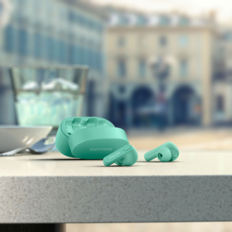Philips TAT2206GR True Wireless-hörlurar, IPX4-klass (stänk och svettåliga) 6+18 timmars speltid. Gråa