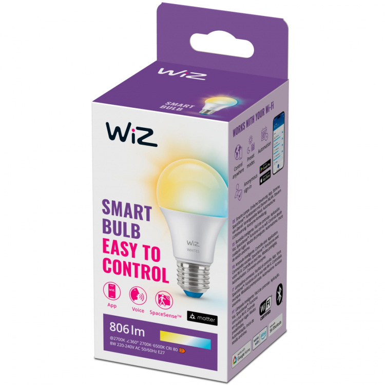 WiZ WiFi Smart LED E27 60W 806lm Varm-kallvit 1-pack WiZ WiFi Smart LED E27 60W 806lm Varm-kallvit 1-pack