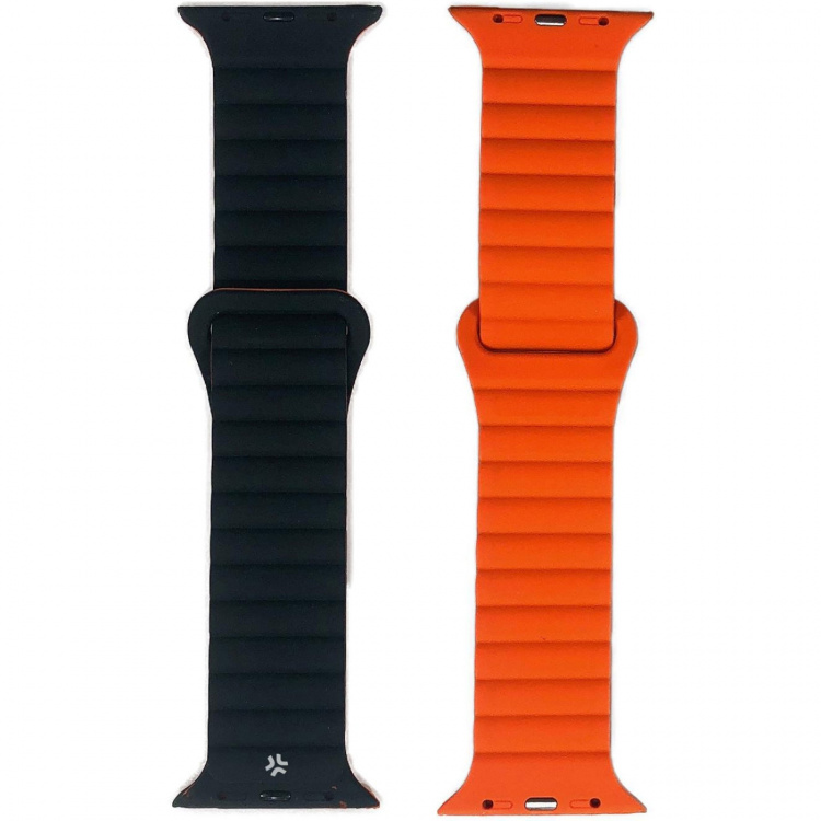 Celly Armband till Apple Watch 42/44/45mm Magnetiskt Svart/Orange Celly Armband till Apple Watch 42/44/45mm Magnetiskt Svart/Orange