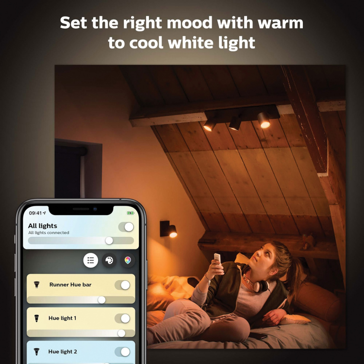Philips Hue Runner White Ambiance 3 spot 1200 lm Svart Philips Hue Runner White Ambiance 3 spot 1200 lm Svart