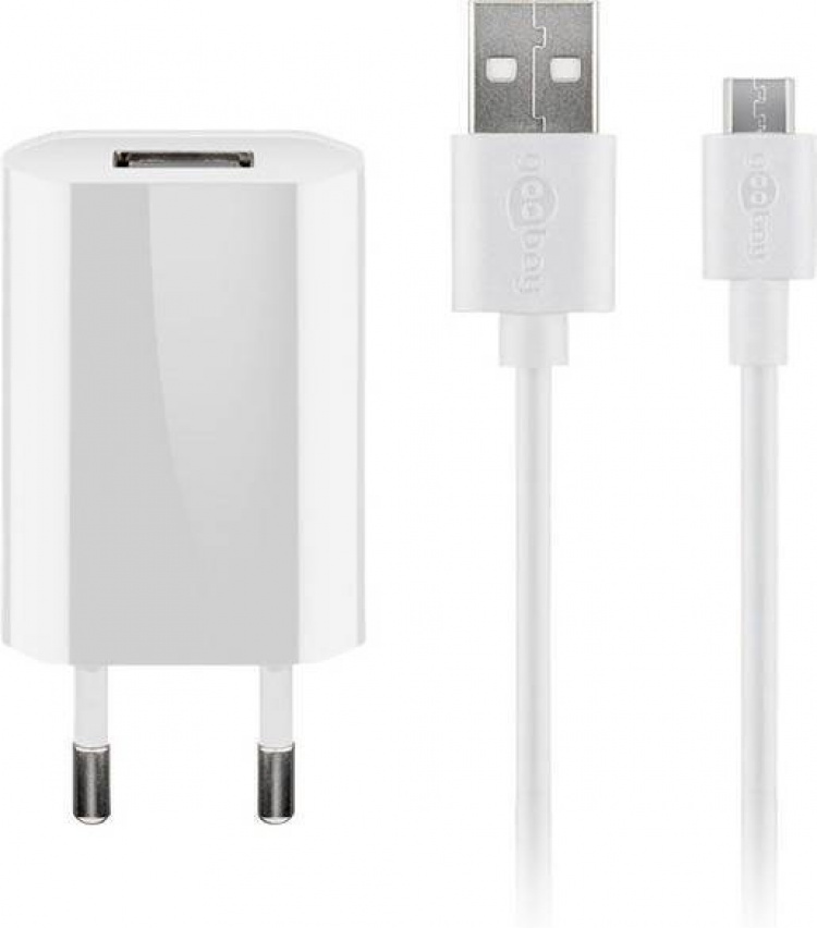 Goobay Micro-USB 5 W charger + cable, 1 m, white