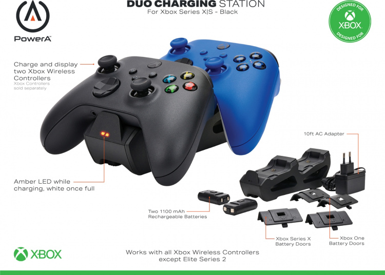 PowerA Duo Charging Station Charging Dock and Battery Pack, black, Xbox PowerA Duo Charging Station Charging Dock and Battery Pack, black, Xbox