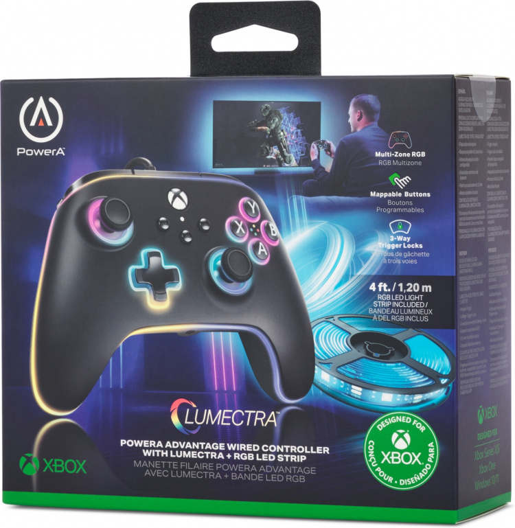 PowerA Lumectra Advantage Wired Controller, black + RGB LED ribbon, Xbox / PC PowerA Lumectra Advantage Wired Controller, black + RGB LED ribbon, Xbox / PC