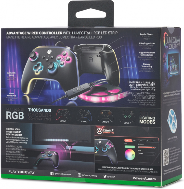 PowerA Lumectra Advantage Wired Controller, black + RGB LED ribbon, Xbox / PC PowerA Lumectra Advantage Wired Controller, black + RGB LED ribbon, Xbox / PC
