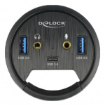 DeLOCK 3 Port In-Desk Hub USB 1 x USB Type-C and 2 x USB Type-A +HD