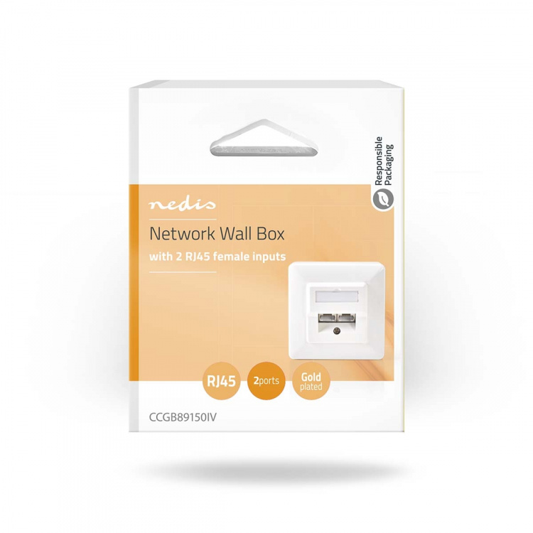 Nedis Network Wall Box | Flush Mount | 2 port(s) | CAT5e | Straight | Female | Gold Plated | ABS | White | Box