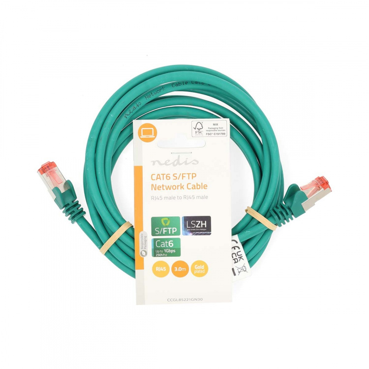 Nedis CAT6 Cable | RJ45 Male | RJ45 Male | S/FTP | 3.00 m | Round | LSZH | Green | Label Nedis CAT6 Cable | RJ45 Male | RJ45 Male | S/FTP | 3.00 m | Round | LSZH | Green | Label