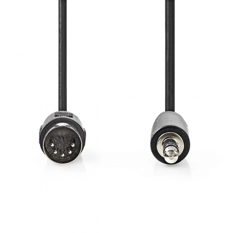 Nedis DIN Audio Cable | DIN 5-Pin Male | 3.5 mm Male | Nickel Plated | 1.00 m | Round | PVC | Black | Label Nedis DIN Audio Cable | DIN 5-Pin Male | 3.5 mm Male | Nickel Plated | 1.00 m | Round | PVC | Black | Label
