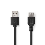Nedis USB Cable | USB 2.0 | USB-A Male | USB-A Female | 480 Mbps | Nickel Plated | 0.20 m | Round | PVC | Black | Box Nedis USB Cable | USB 2.0 | USB-A Male | USB-A Female | 480 Mbps | Nickel Plated | 0.20 m | Round | PVC | Black | Box