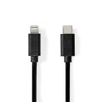 Nedis Lightning Cable | USB 2.0 | Apple Lightning 8-Pin | USB-C™ Male | 480 Mbps | Nickel Plated | 1.00 m | Round | PVC | Black | Label Nedis Lightning Cable | USB 2.0 | Apple Lightning 8-Pin | USB-C™ Male | 480 Mbps | Nickel Plated | 1.00 m | Round | PVC | Black | Label
