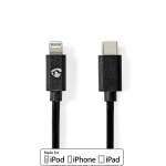 Nedis Lightning Cable | USB 2.0 | Apple Lightning 8-Pin | USB-C™ Male | 480 Mbps | Nickel Plated | 1.00 m | Round | PVC | Black | Label Nedis Lightning Cable | USB 2.0 | Apple Lightning 8-Pin | USB-C™ Male | 480 Mbps | Nickel Plated | 1.00 m | Round | PVC | Black | Label