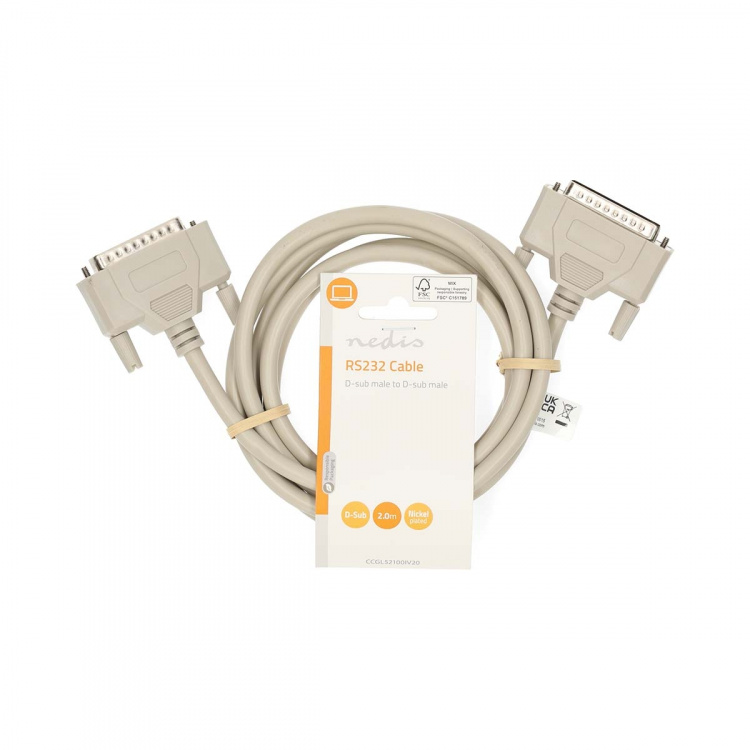 Nedis Serial Cable | D-SUB 25-Pin Male | D-SUB 25-Pin Male | Nickel Plated | 2.00 m | Round | PVC | Ivory | Label Nedis Serial Cable | D-SUB 25-Pin Male | D-SUB 25-Pin Male | Nickel Plated | 2.00 m | Round | PVC | Ivory | Label