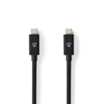 Nedis USB Cable | USB 4.0 Gen 2x2 | USB-C™ Male | USB-C™ Male | 240 W | 8K@60Hz | 20 Gbps | Nickel Plated | 2.00 m | Round | PVC | Black | Label