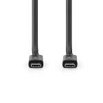 Nedis USB Cable | USB 4.0 Gen 2x2 | USB-C™ Male | USB-C™ Male | 240 W | 8K@60Hz | 20 Gbps | Nickel Plated | 2.00 m | Round | PVC | Black | Label