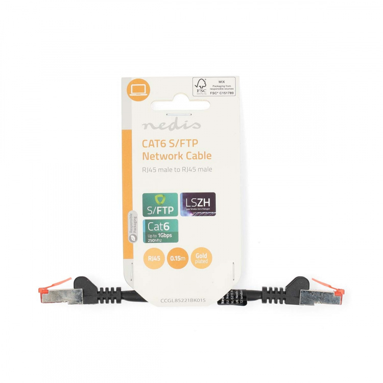 Nedis CAT6 Cable | RJ45 Male | RJ45 Male | S/FTP | 0.15 m | Round | LSZH | Black | Label