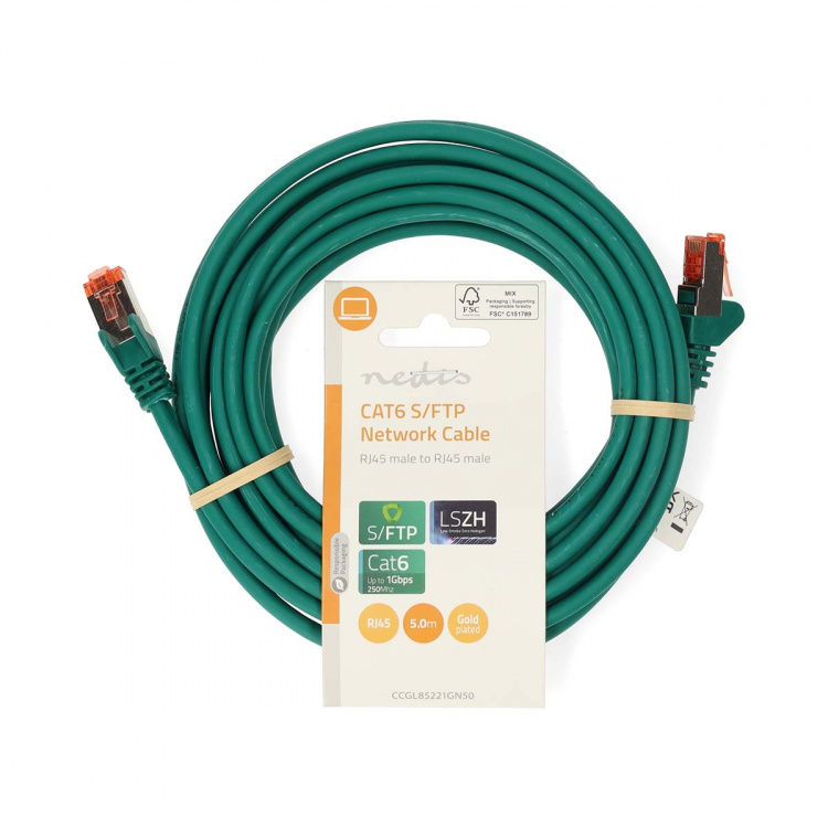 Nedis CAT6 Cable | RJ45 Male | RJ45 Male | S/FTP | 5.00 m | Round | LSZH | Green | Label Nedis CAT6 Cable | RJ45 Male | RJ45 Male | S/FTP | 5.00 m | Round | LSZH | Green | Label