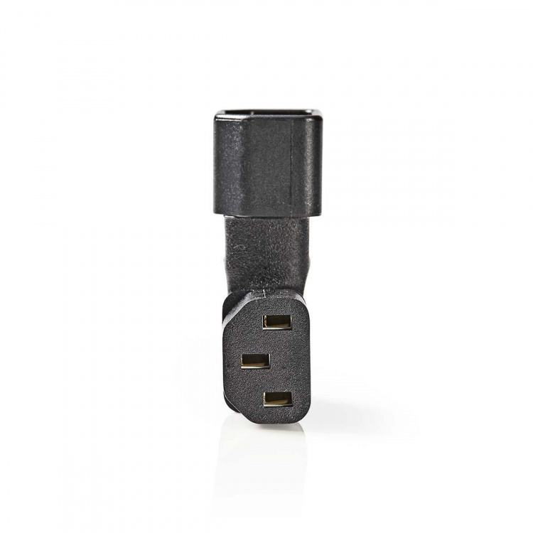 Nedis Extension Plug | IEC-320-C13 | IEC-320-C14 | Angled Left | Nickel Plated | PVC | Black | Box | 1 pcs