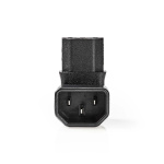 Nedis Extension Plug | IEC-320-C13 | IEC-320-C14 | Angled 90° | Nickel Plated | PVC | Black | Box | 1 pcs
