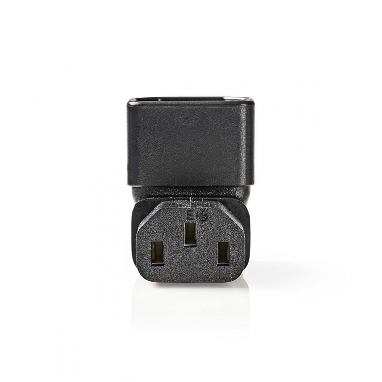 Nedis Extension Plug | IEC-320-C13 | IEC-320-C14 | Angled 90° | Nickel Plated | PVC | Black | Box | 1 pcs