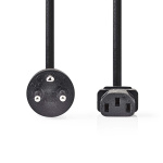 Nedis Power Cable | Denmark Male | IEC-320-C13 | Straight | Straight | Nickel Plated | 2.00 m | Round | PVC | Black | Label