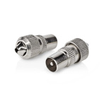 Nedis IEC (Coax) Connector | Straight | Male | Nickel Plated | 75 Ohm | Screw | Cable input diameter: 7.0 mm | Metal | Silver | 2 pcs | Box