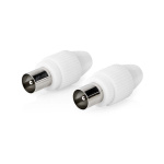 Nedis IEC (Coax) Connector | Straight | Male | Nickel Plated | 75 Ohm | Screw | Cable input diameter: 7.0 mm | Metal / PVC | White | 2 pcs | Box Nedis IEC (Coax) Connector | Straight | Male | Nickel Plated | 75 Ohm | Screw | Cable input diameter: 7.0 mm | Metal / PVC | White | 2 pcs | Box
