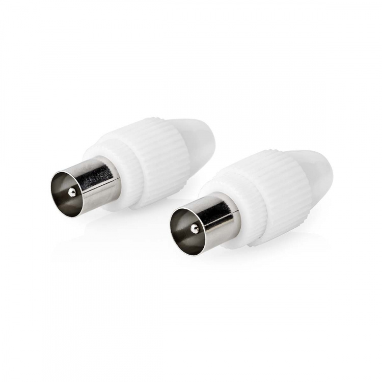 Nedis IEC (Coax) Connector | Straight | Male | Nickel Plated | 75 Ohm | Screw | Cable input diameter: 7.0 mm | Metal / PVC | White | 2 pcs | Box Nedis IEC (Coax) Connector | Straight | Male | Nickel Plated | 75 Ohm | Screw | Cable input diameter: 7.0 mm | Metal / PVC | White | 2 pcs | Box