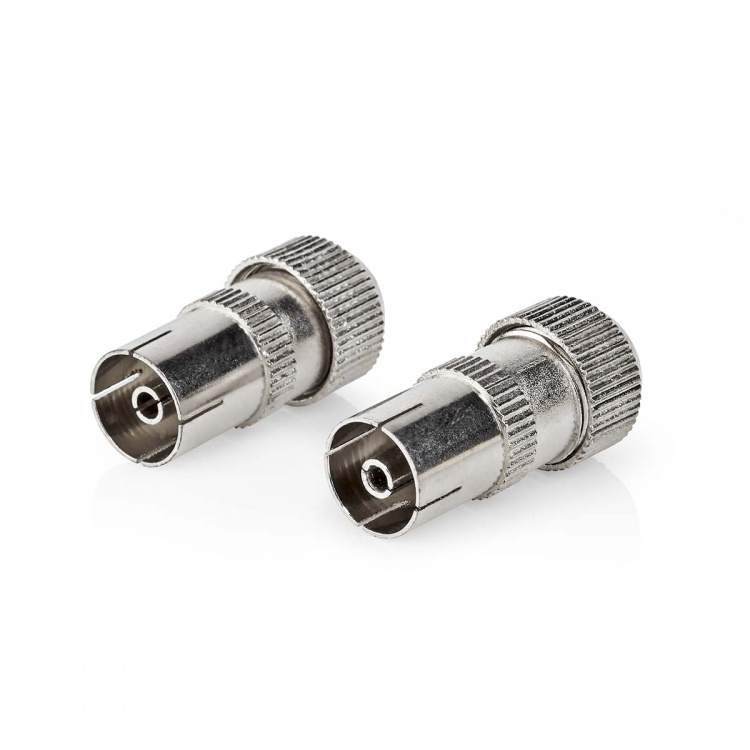 Nedis IEC (Coax) Connector | Straight | Female | Nickel Plated | 75 Ohm | Screw | Cable input diameter: 7.0 mm | Metal | Silver | 2 pcs | Box Nedis IEC (Coax) Connector | Straight | Female | Nickel Plated | 75 Ohm | Screw | Cable input diameter: 7.0 mm | Metal | Silver | 2 pcs | Box