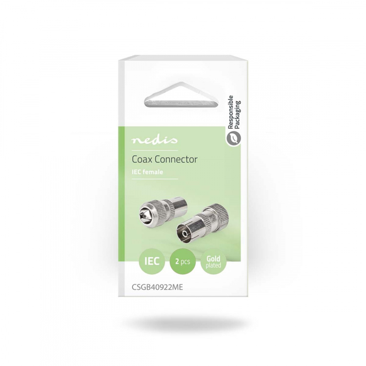 Nedis IEC (Coax) Connector | Straight | Female | Nickel Plated | 75 Ohm | Screw | Cable input diameter: 7.0 mm | Metal | Silver | 2 pcs | Box Nedis IEC (Coax) Connector | Straight | Female | Nickel Plated | 75 Ohm | Screw | Cable input diameter: 7.0 mm | Metal | Silver | 2 pcs | Box