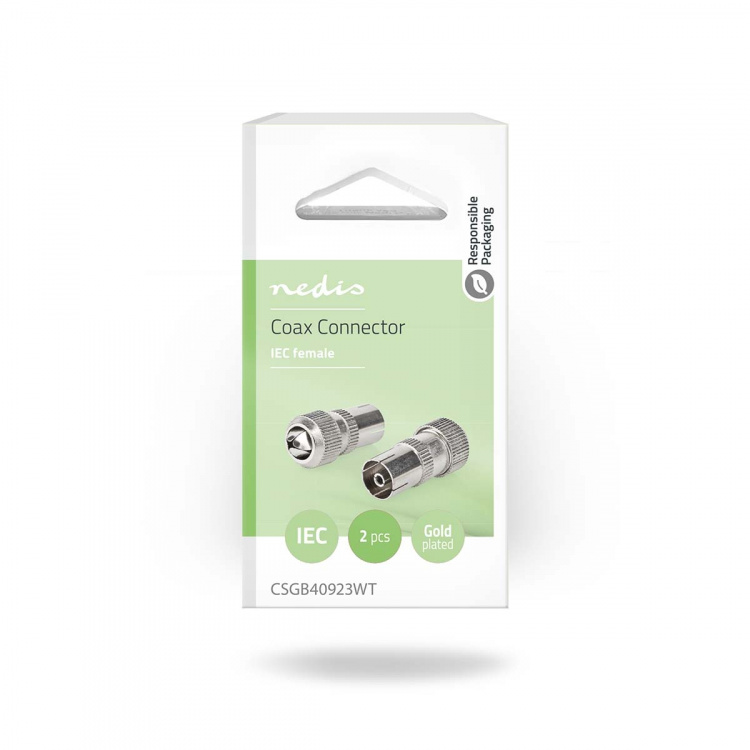 Nedis IEC (Coax) Connector | Straight | Female | Nickel Plated | 75 Ohm | Screw | Cable input diameter: 7.0 mm | Metal / PVC | White | 2 pcs | Box Nedis IEC (Coax) Connector | Straight | Female | Nickel Plated | 75 Ohm | Screw | Cable input diameter: 7.0 mm | Metal / PVC | White | 2 pcs | Box