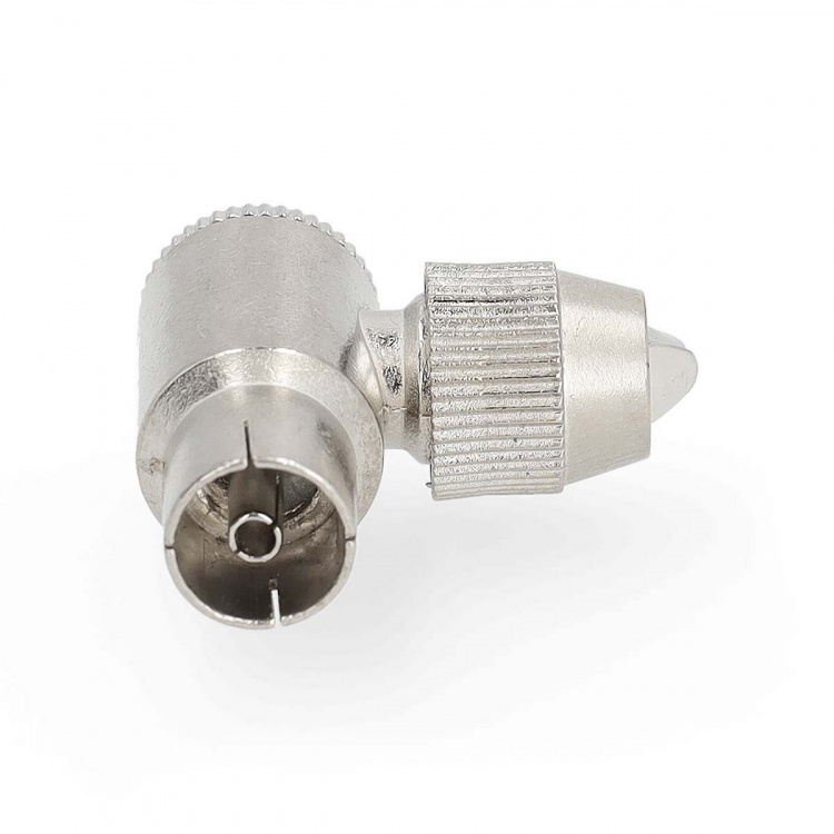 Nedis IEC (Coax) Connector | Angled 90° | Female | Nickel Plated | 75 Ohm | Screw | Cable input diameter: 7.0 mm | Metal | Silver | 2 pcs | Gift Box with Euro Lock Nedis IEC (Coax) Connector | Angled 90° | Female | Nickel Plated | 75 Ohm | Screw | Cable input diameter: 7.0 mm | Metal | Silver | 2 pcs | Gift Box with Euro Lock