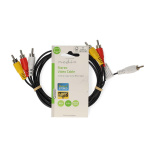 Nedis Composite Video Cable | 3x RCA Male | 3x RCA Male | Nickel Plated | 480p | 1.50 m | Round | PVC | Black | Label Nedis Composite Video Cable | 3x RCA Male | 3x RCA Male | Nickel Plated | 480p | 1.50 m | Round | PVC | Black | Label