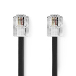 Nedis Telecom Cable | RJ11 Male | RJ11 Male | 5.00 m | Cable design: Flat | Gold Plated | Cable type: RJ11 | Black | Label