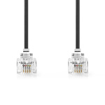 Nedis Telecom Cable | RJ11 Male | RJ11 Male | 5.00 m | Cable design: Flat | Gold Plated | Cable type: RJ11 | Black | Label