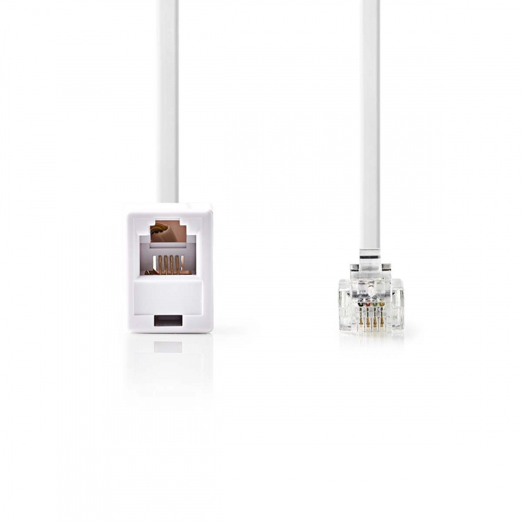 Nedis Telecom Extension Cable | RJ11 Male | RJ11 Female | 10.0 m | Cable design: Flat | Plating: Gold Plated | Cable type: RJ11 | White | Label Nedis Telecom Extension Cable | RJ11 Male | RJ11 Female | 10.0 m | Cable design: Flat | Plating: Gold Plated | Cable type: RJ11 | White | Label