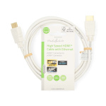 Nedis High Speed HDMI™ Cable with Ethernet | HDMI™ Connector | HDMI™ Connector | 4K@60Hz | ARC | 18 Gbps | 2.00 m | Round | PVC | White | Label Nedis High Speed HDMI™ Cable with Ethernet | HDMI™ Connector | HDMI™ Connector | 4K@60Hz | ARC | 18 Gbps | 2.00 m | Round | PVC | White | Label