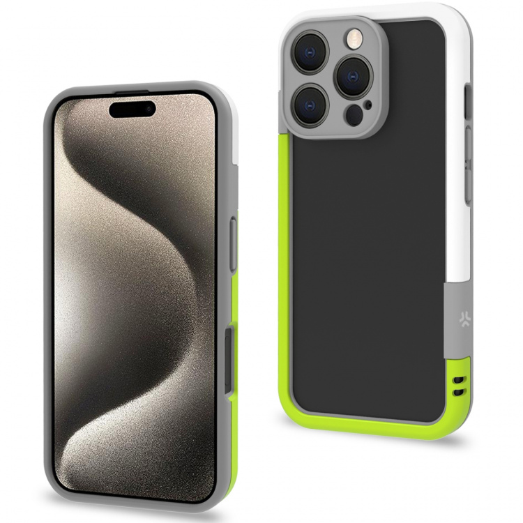 Celly Bumper iPhone 16 Pro Vit/Limegrön Celly Bumper iPhone 16 Pro Vit/Limegrön