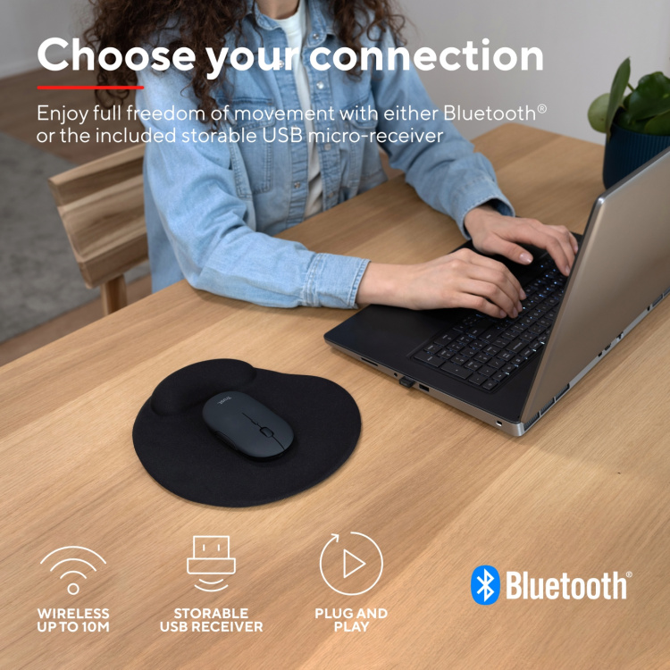 Trust Puck Trådlös mus laddningsbar Svart Trust Puck Trådlös mus laddningsbar Svart