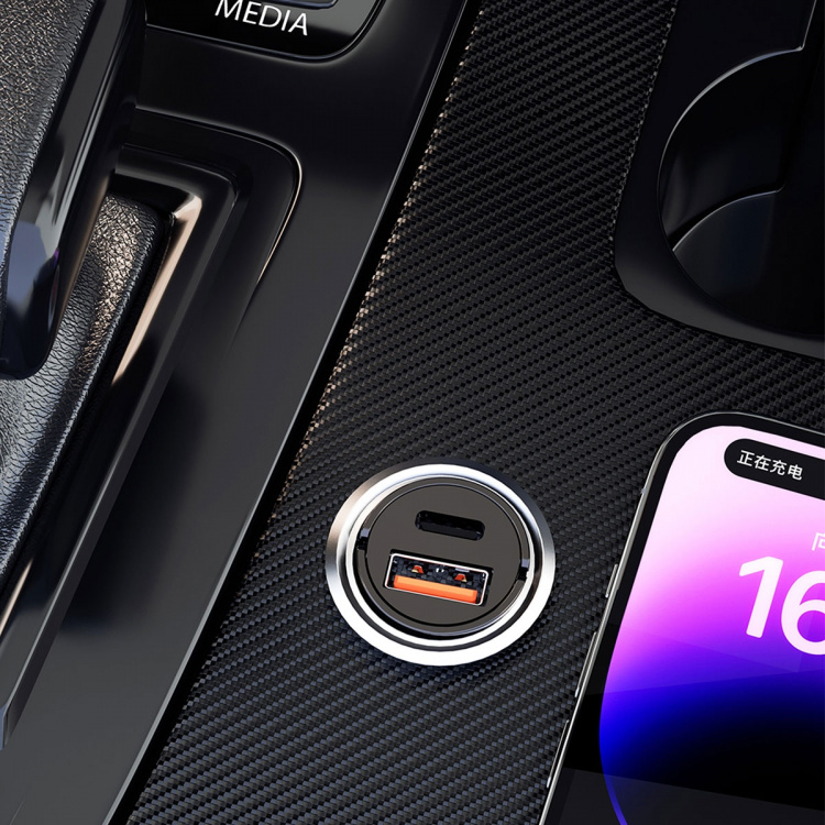 Dudao R3MAX Car Charger 48Watt 1xUSB-A + 1xUSB-C