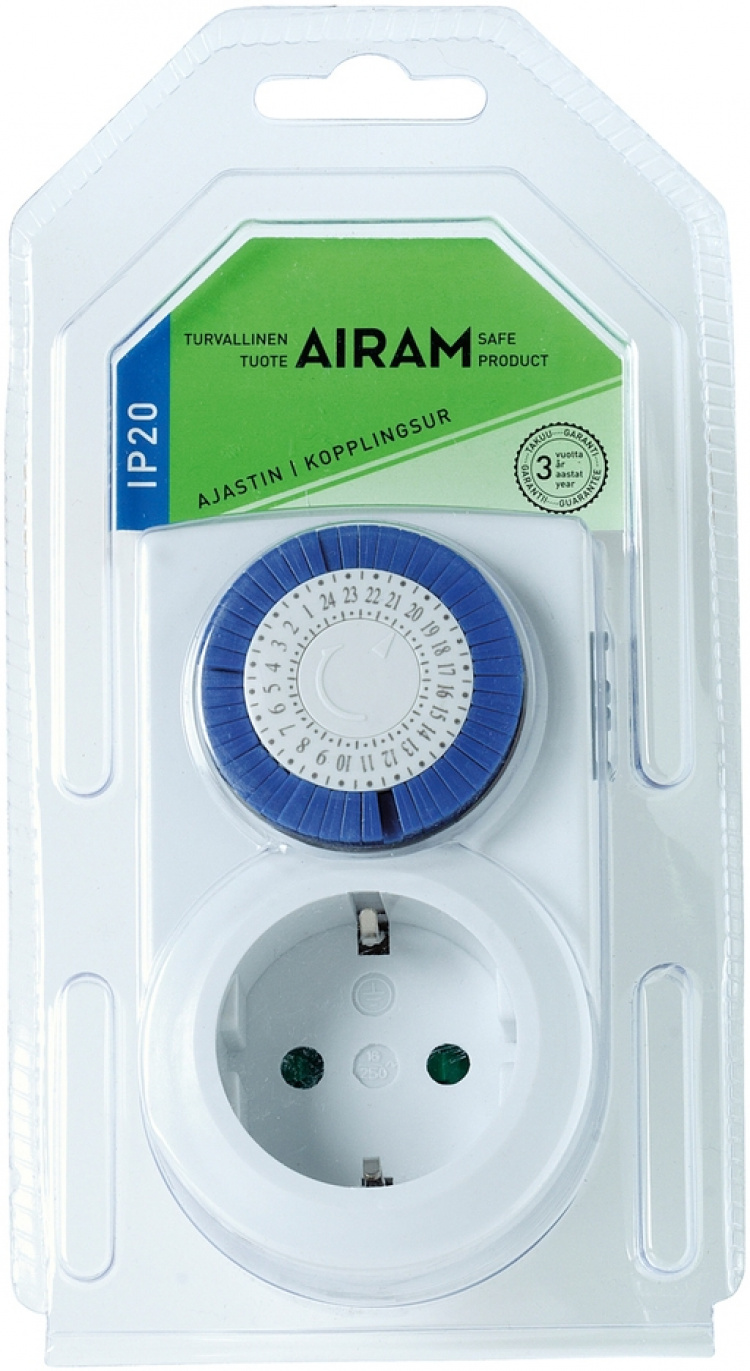 Airam TIMER MINI IP20 24H, DIVISION 30 MIN