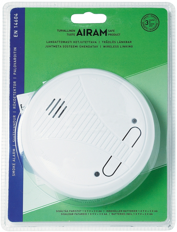 Airam KD-101LE optical smoke detector, chainable