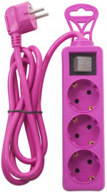 Airam 3-piece extension cord, 1,5 m, pink