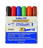 Artline set of whiteboard pens, oblique tip, 6 colours